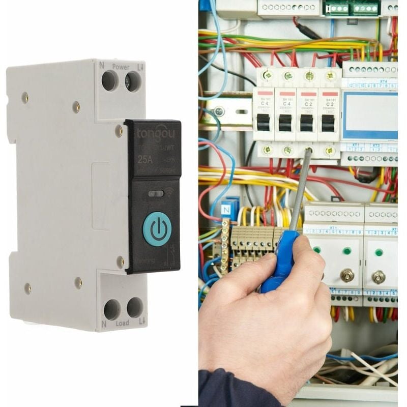 foto del prodotto interruttore automatico su guida din interruttore wifi intelligente telecomando per telefono cellulare wireless funzione di 3 modalit di