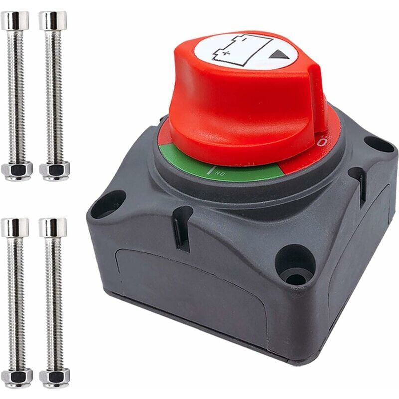 foto del prodotto interruttore batteria ampper, isolatore di scollegamento batteria 12 48 v per auto, veicolo, camper e barca on off 