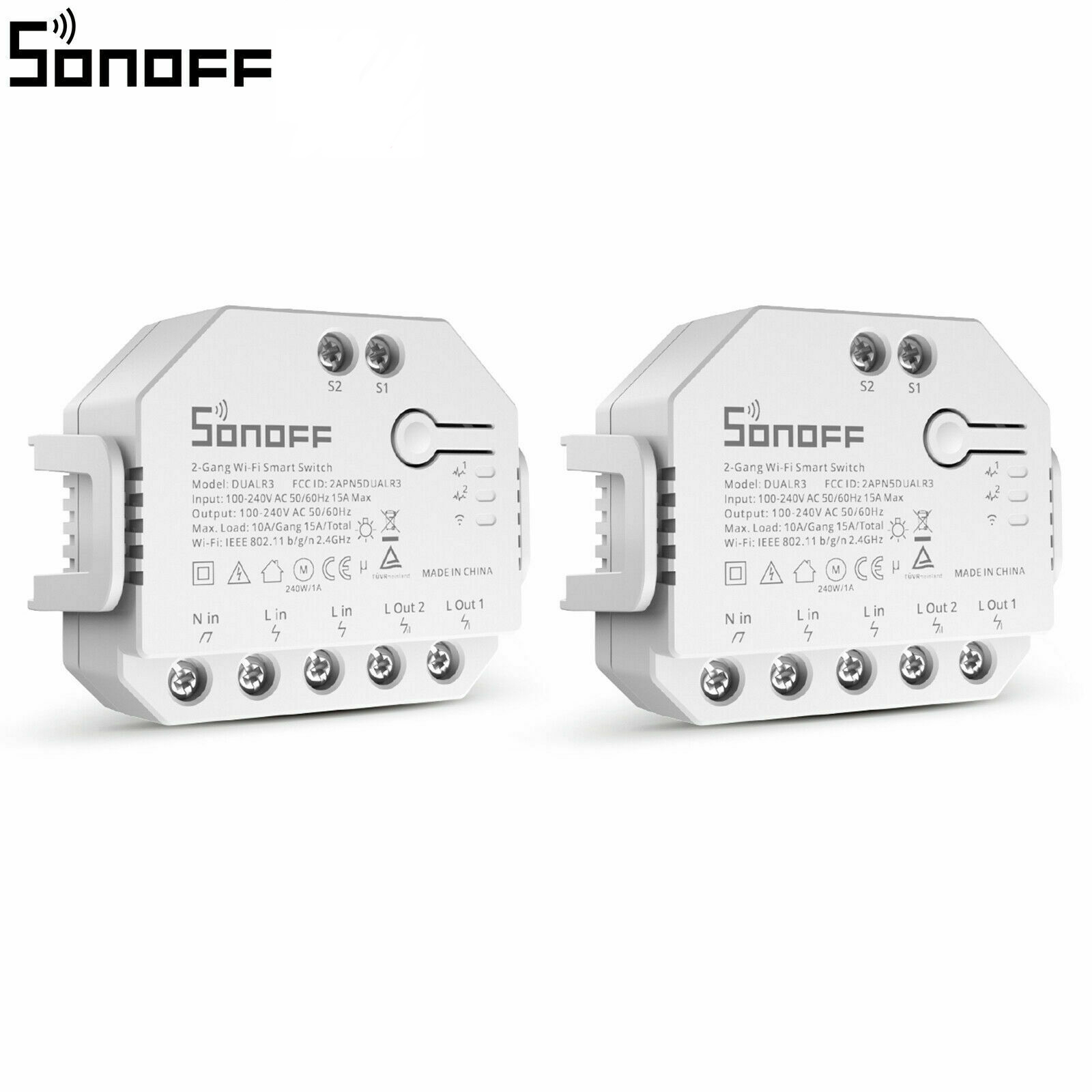 foto del prodotto interruttore della luce intelligente mini sonoff dual r3 2 gang 2 way smart 2 pezzi
