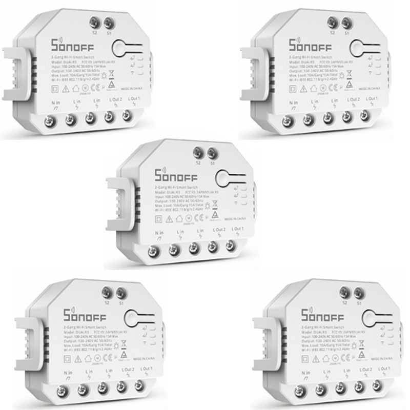 foto del prodotto interruttore della luce intelligente mini sonoff dual r3 2 gang 2 way smart 5 pezzi