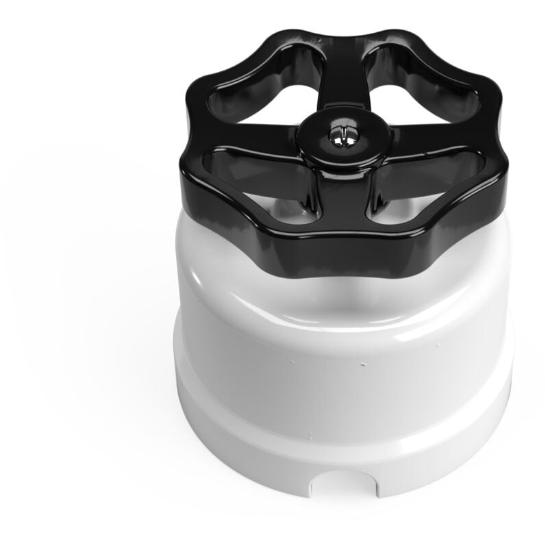 foto del prodotto interruttore deviatore in porcellana bianco con manopola nero