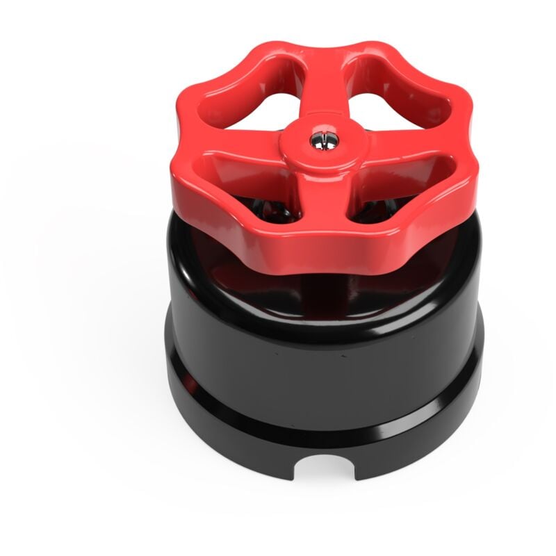 foto del prodotto interruttore deviatore in porcellana nero con manopola rosso