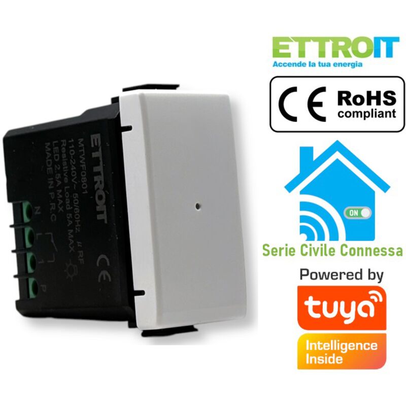 foto del prodotto interruttore deviatore wifi smart connesso tuya compatibile con matix mtwf0801 - ettroit