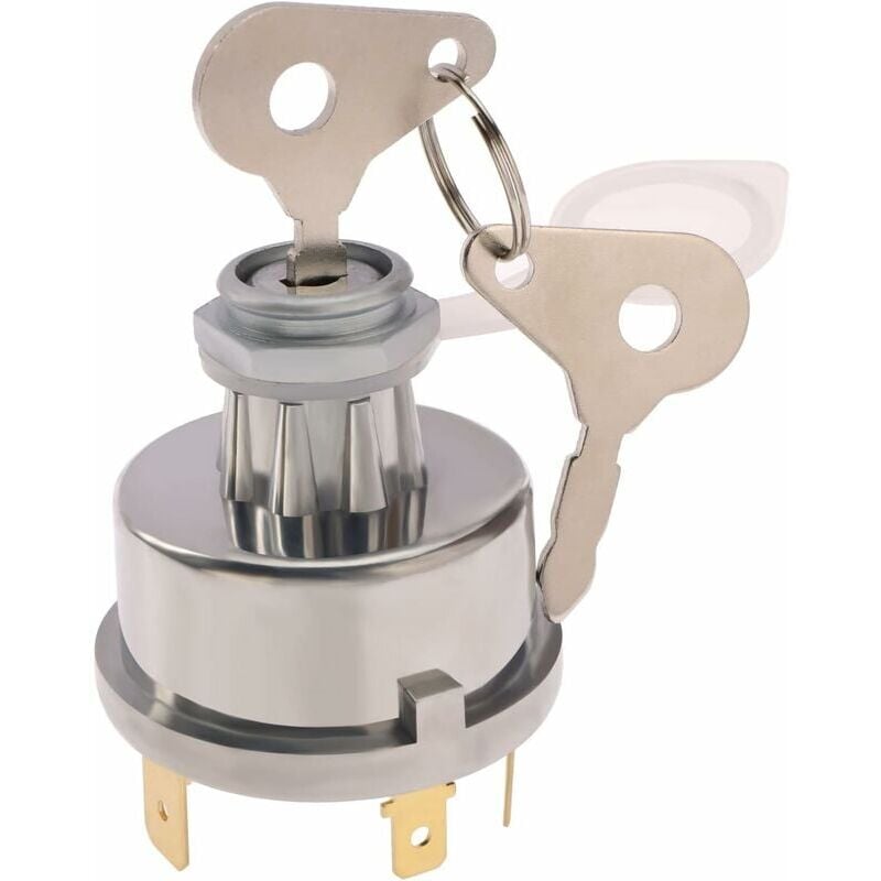 foto del prodotto interruttore di accensione con 4 posizioni, 6 terminali, 2 chiavi, universale, 12 v, 24 v, foro di montaggio da 15 mm, sostituzione per applicazioni