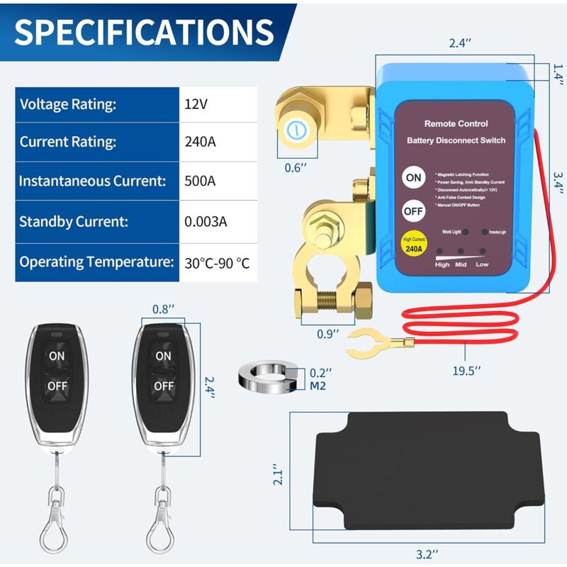 immagine 0 del prodotto interruttore di disconnessione della batteria del telecomando 12v 240a interruttore di arresto automatico interruttore di controllo remoto per auto