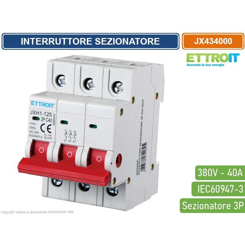 foto del prodotto interruttore di isolamento sezionatore 3p 40a 380v ettroit