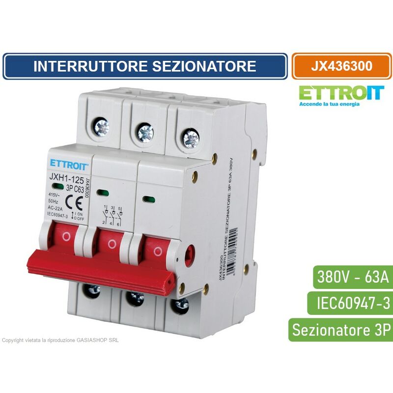 foto del prodotto interruttore di isolamento sezionatore 3p 63a 380v ettroit