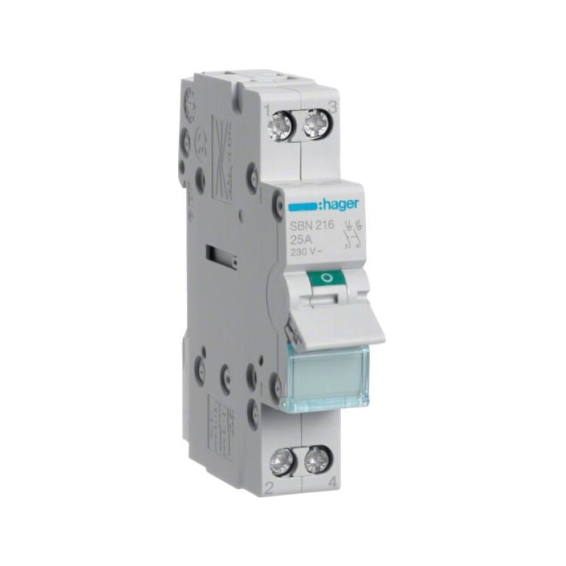 foto del prodotto interruttore di manovra sezionatore 2 poli 16 a 230 v ac 1 m. din hager sbn216