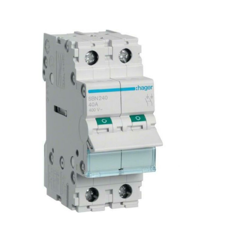 foto del prodotto interruttore di manovra sezionatore 2 poli 40 a 400 v ac 2 m. din hager sbn240