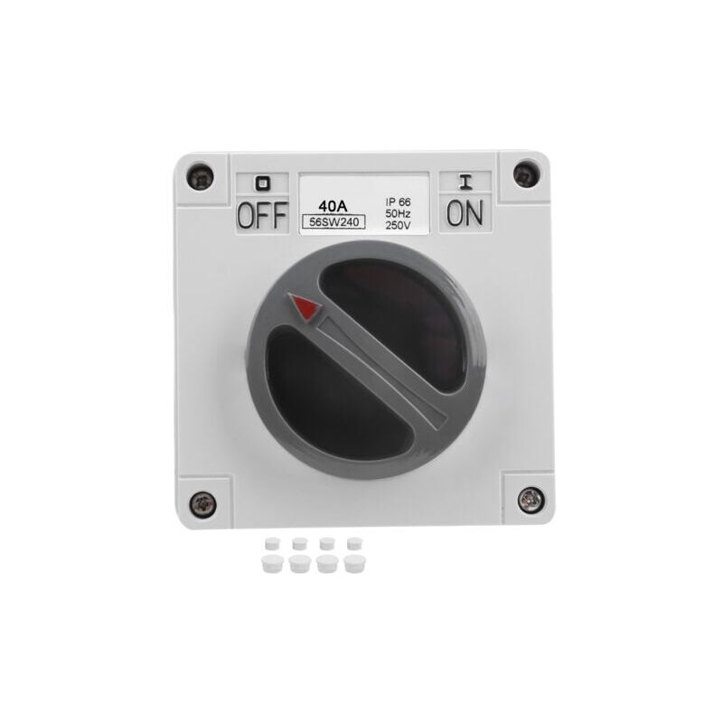 foto del prodotto interruttore di rete aiperq 2p 40a impermeabile ip66 - pulsante rotante on off con indicatore 250v per uso esterno e industriale