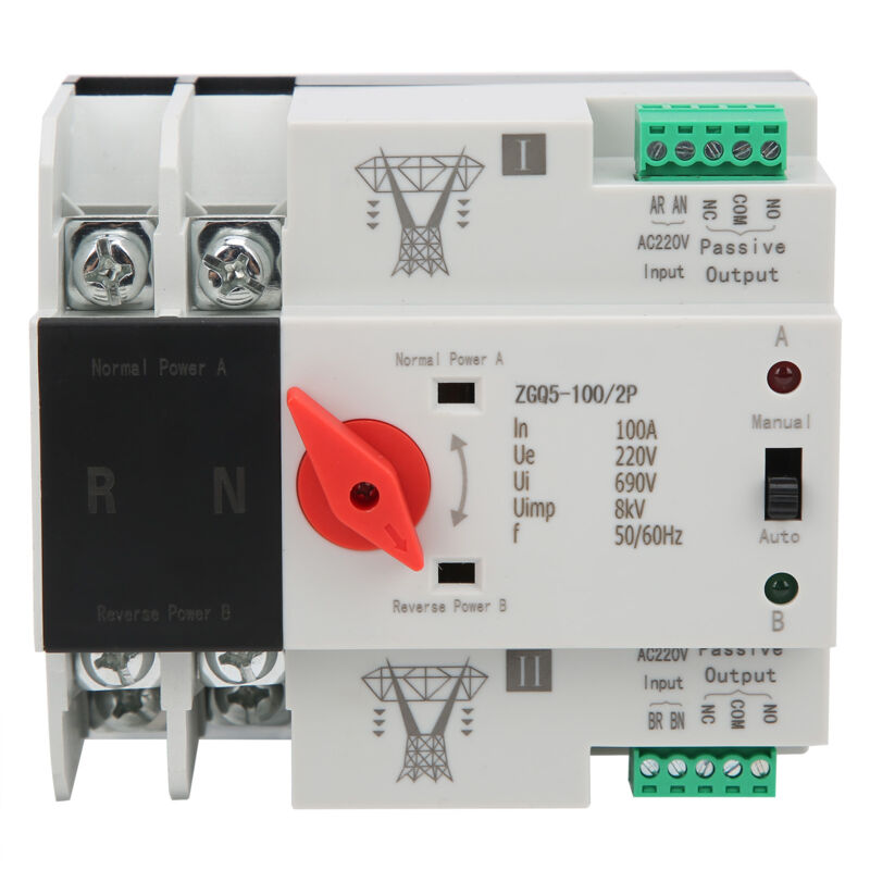 foto del prodotto interruttore di trasferimento automatico a doppia alimentazione controller ininterrotto a 2 vie zgq5 100 2p 220v eosnow