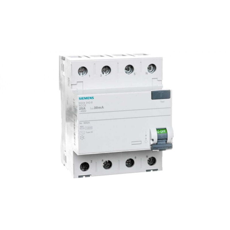 foto del prodotto interruttore differenziale 4 poli 25a 30ma tipo ac 5sv4342-0 - siemens