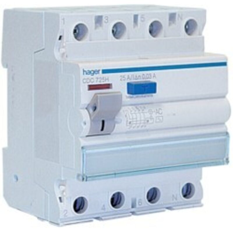 foto del prodotto interruttore differenziale 4p 30 ma 25a 4m hager cod. cdc725h 
