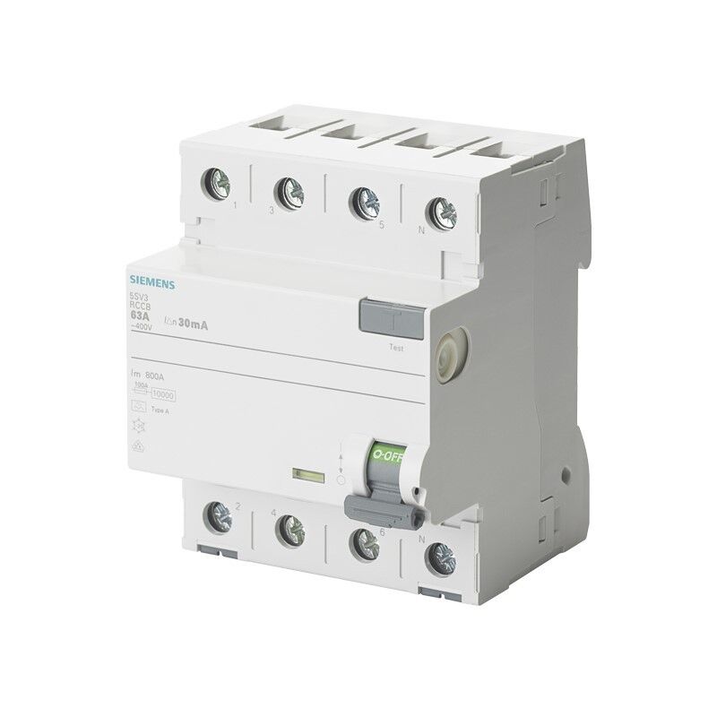 foto del prodotto interruttore differenziale a 4 poli tipo f 400v 25a 30ma siemens 5sv33423