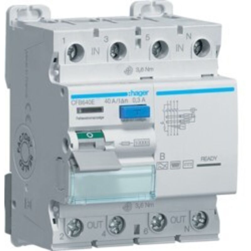 foto del prodotto interruttore differenziale acc 4p 300ma 40a b 4m hager cod. cfb640e 