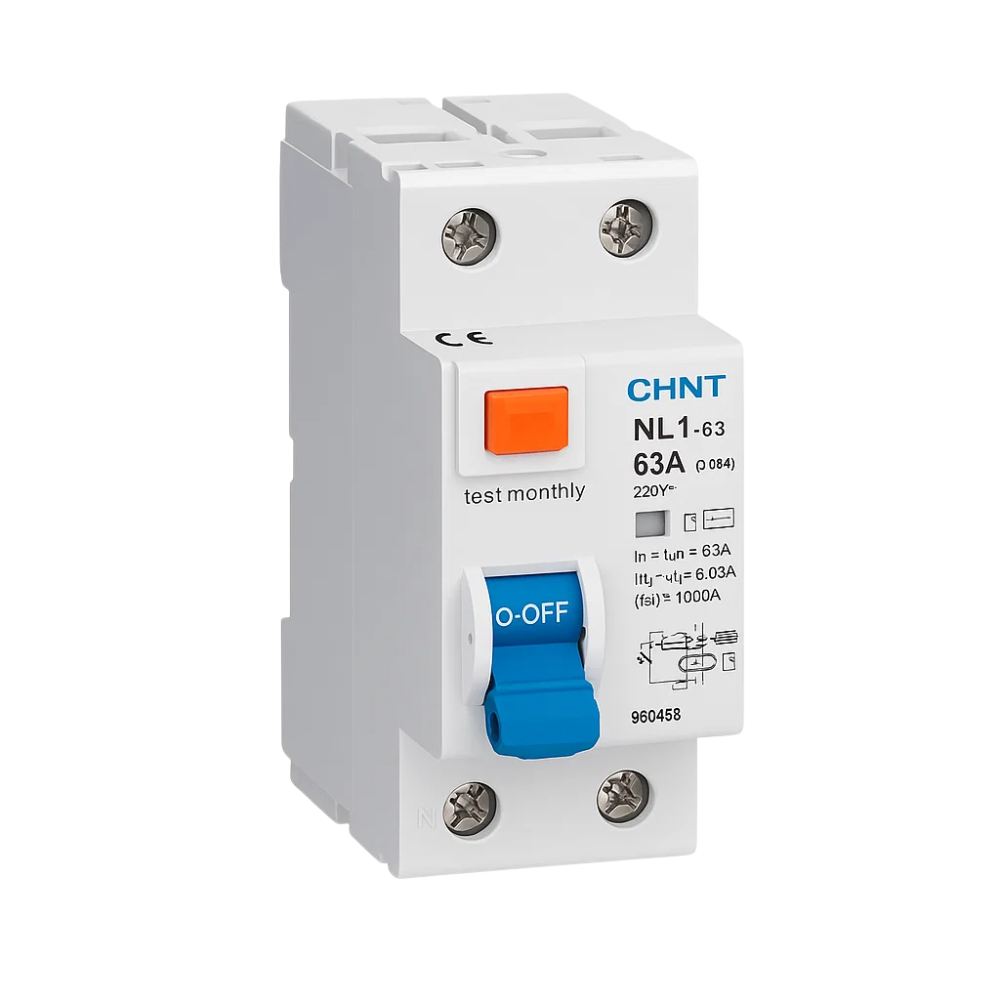 foto del prodotto interruttore differenziale bipolare puro tipo ac 30ma chint serie nl1-63 ampere 63 ampere, confezione 1