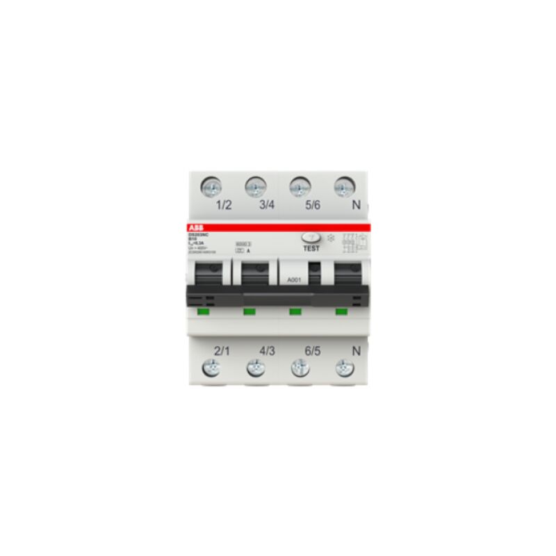 foto del prodotto interruttore differenziale ds203nc 6 ka 3p n ac c10 30ma abb ds3nc10ac30