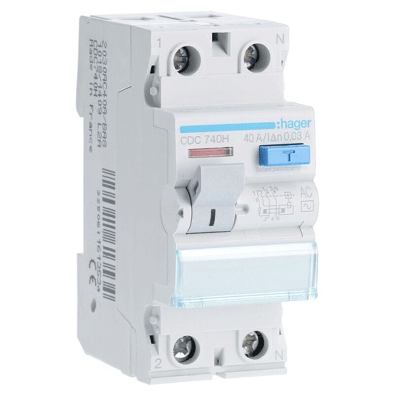 foto del prodotto interruttore differenziale hager 2p 40a 30ma ac 2 moduli cdc740h