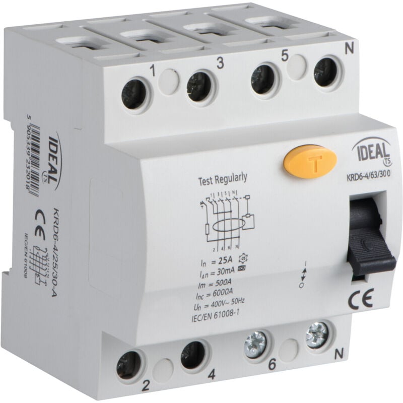 foto del prodotto interruttore differenziale ideale krd6 4p 63a ac 300ma