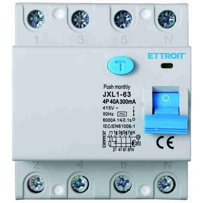 foto del prodotto interruttore differenziale puro 4p 40a 6ka 300ma 380v salvavita differenziale occupa 4 moduli din