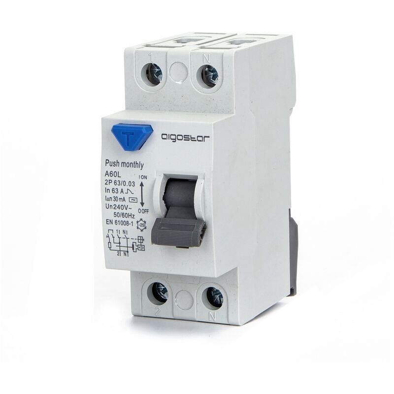 foto del prodotto interruttore differenziale puro salvavita modulare aigostar 2p 63a 0,03a aigostar