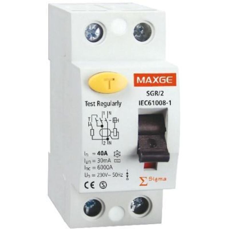 foto del prodotto interruttore differenziale residenziale superimmunizzato 2p 30ma 25 63a 6ka classe a maxge 40 a