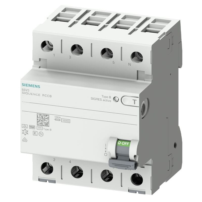 foto del prodotto interruttore differenziale siemens 25a 4p 300ma k tipo b 5sv36424