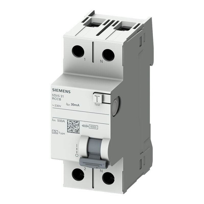 foto del prodotto interruttore differenziale siemens 40a 2 poli 30 ma ac 2 moduli 5sv53140