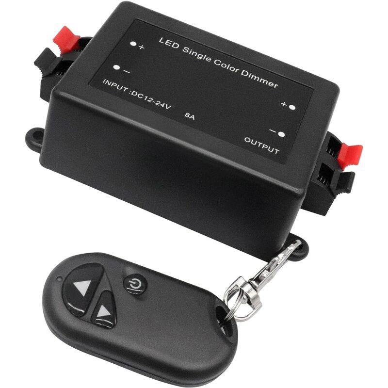 foto del prodotto interruttore dimmer led wireless 12v con telecomando, per tutti i tipi di lampadine led dimmerabili nero sollbry