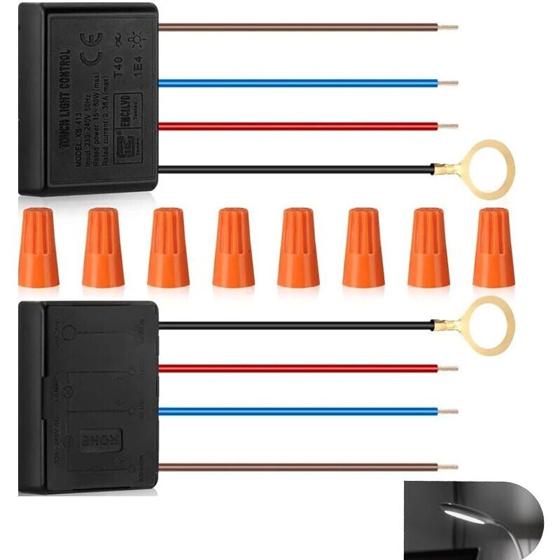 foto del prodotto interruttore dimmer touch per lampada da tavolo, 2 pezzi interruttore dimmer touch a 3 vie per lampada da scrivania, kit di riparazione dimmer,