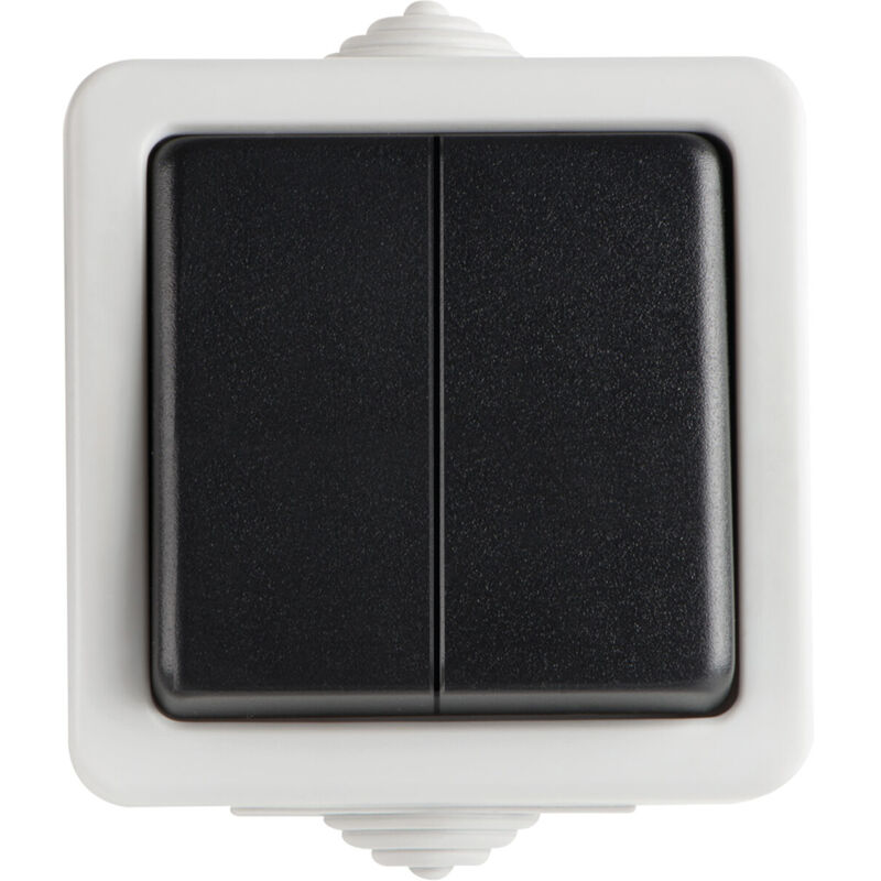 foto del prodotto interruttore doppio 2 vie ip54 muro grigio abs