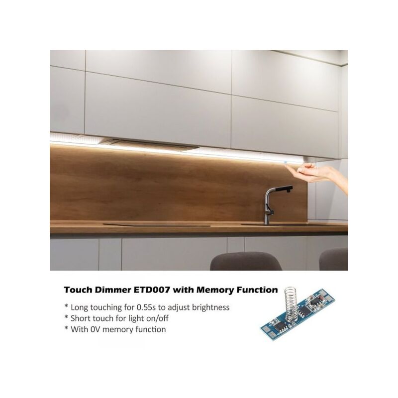 foto del prodotto interruttore led dimmer touch con indicatore led blu 12v 24v 4a memoria anche dopo interruzione corrente