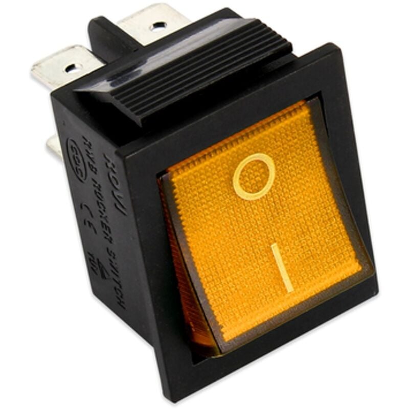 foto del prodotto interruttore luminoso giallo bipolare 4c 220v 16a universale vari usi