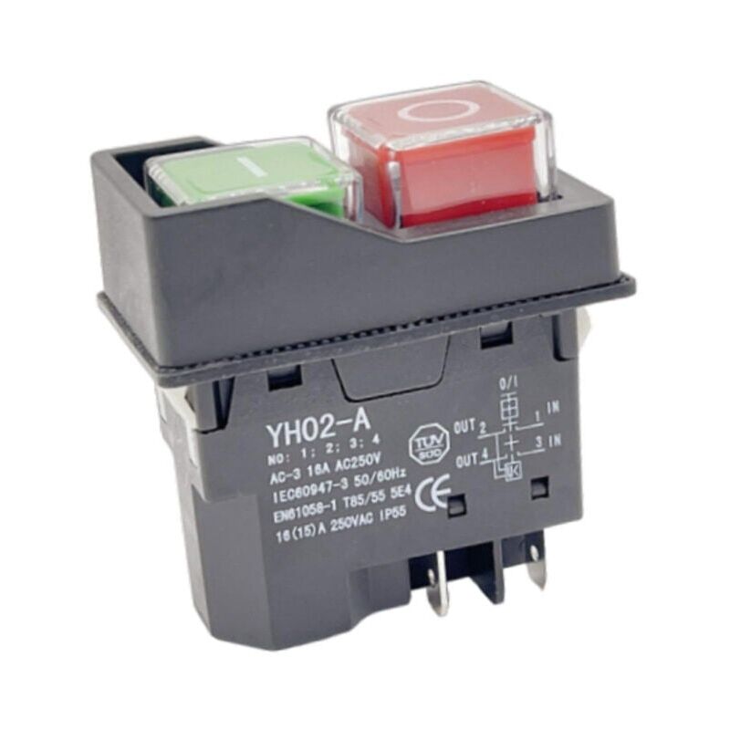 foto del prodotto interruttore magnetico impermeabile, pulsante di accensione spegnimento a 4 pin, interruttore di avvio e arresto, accessori per utensili elettrici