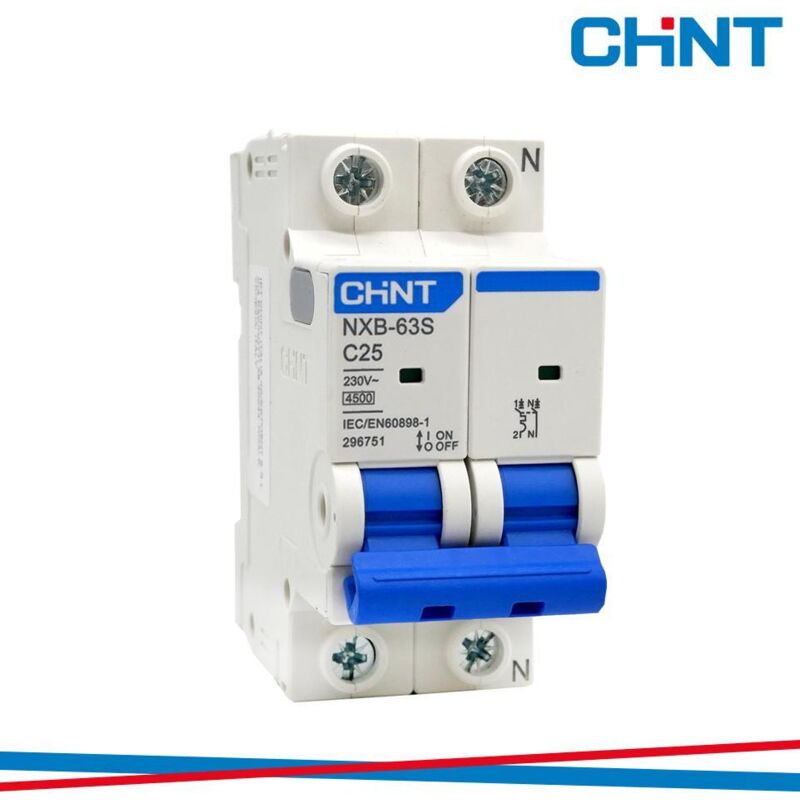 foto del prodotto interruttore magnetotermico chint nxb 63s c25 1p n 25a 4,5ka curva c 296751