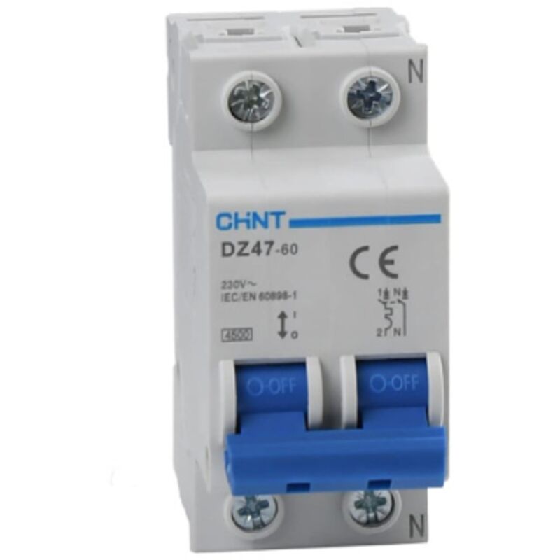 foto del prodotto interruttore magnetotermico da guida 1p n 16a a 2 moduli 4,5 ka 230 volt bipolare chint