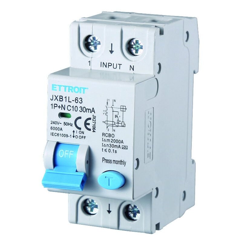 foto del prodotto interruttore magnetotermico differenziale 1p n 10a 30ma 220v 6ka classe a jx271064 ettroit
