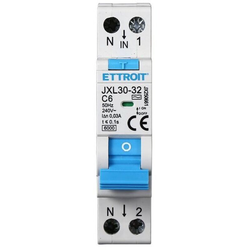 foto del prodotto interruttore magnetotermico differenziale 1p n 6a 6ka 30ma 220v occupa 1 modulo din - ettroit