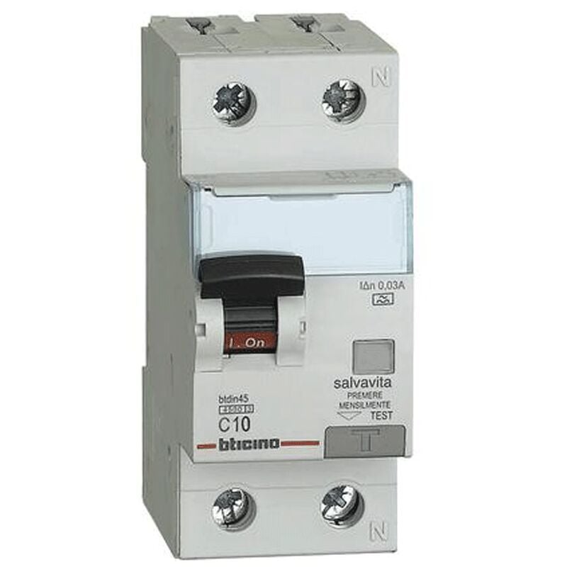 foto del prodotto interruttore magnetotermico differenziale bticino 1p n 10a 30ma tipo a 4,5ka 2 moduli ga8813a10