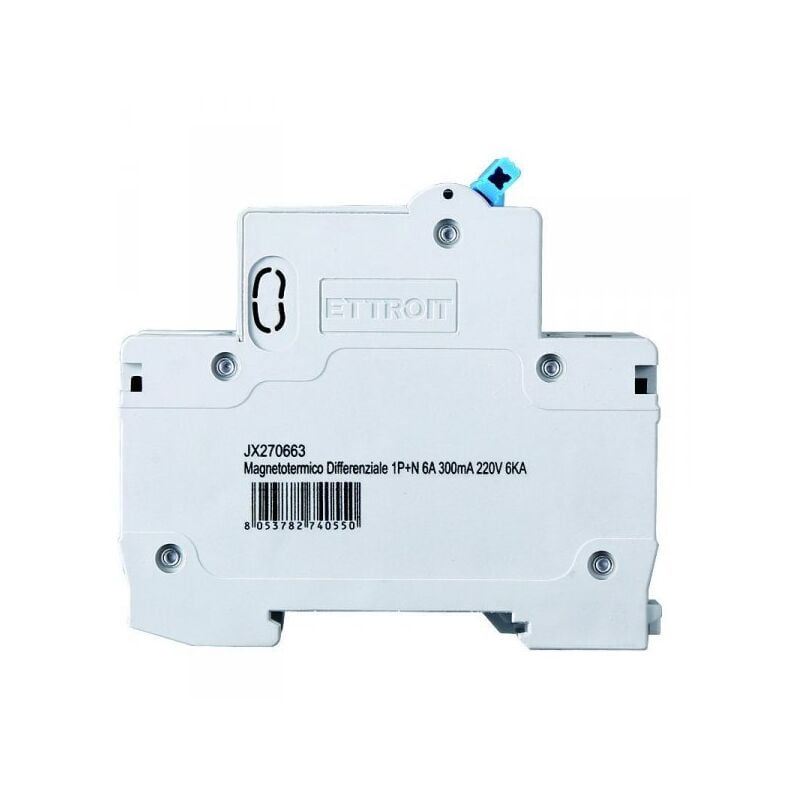 foto del prodotto interruttore magnetotermico differenziale salvavita per barra din 2 moduli 1p n 6a c6 240v 300ma 6ka ettroit