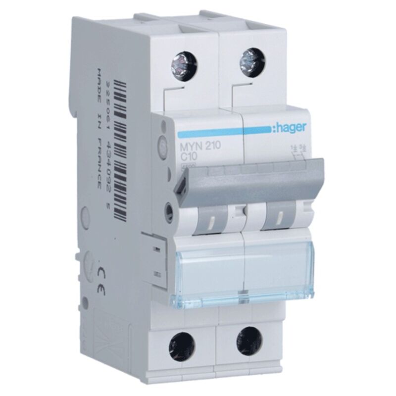 foto del prodotto interruttore magnetotermico hager 2p 10a 4,5ka c 2 moduli myn210