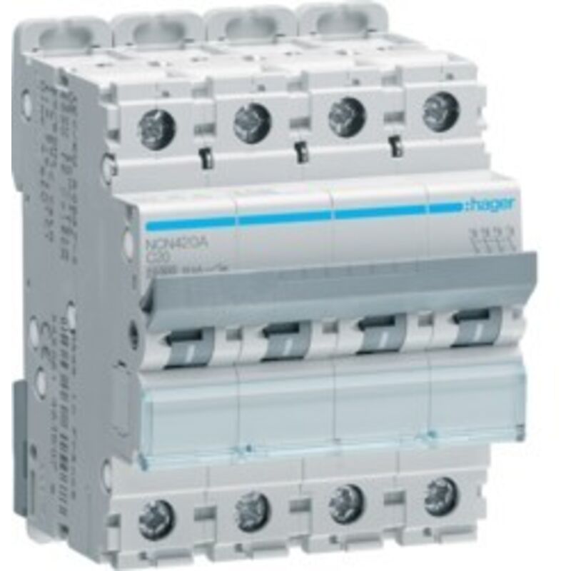 foto del prodotto interruttore magnetotermico hager 4p 20a 10ka c 4 moduli ncn420a