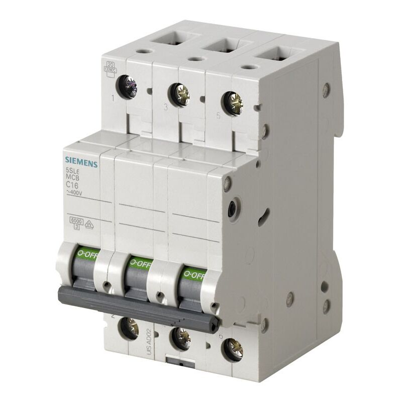 foto del prodotto interruttore magnetotermico siemens 3p 16a 6ka tipo c 3 moduli 5sl63167bb