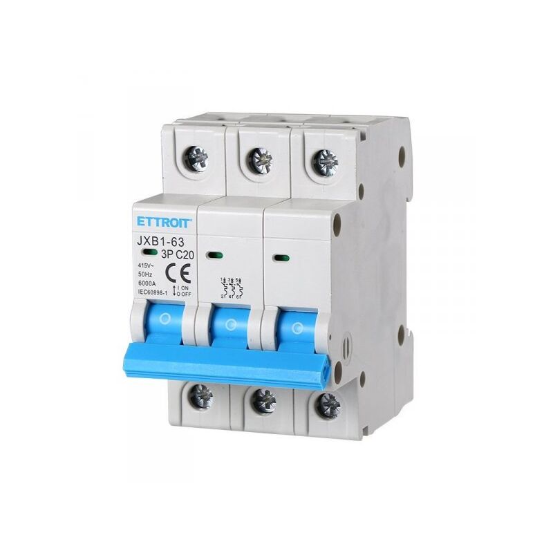 foto del prodotto interruttore megnetotermico per barra din 3 moduli 3p 415v curva c 6ka 20a ettroit