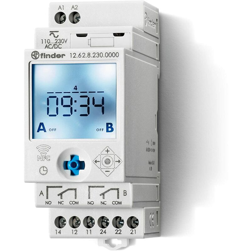 foto del prodotto interruttore orario digitale nfc settimanale 2 scambio 16a finder 12.62