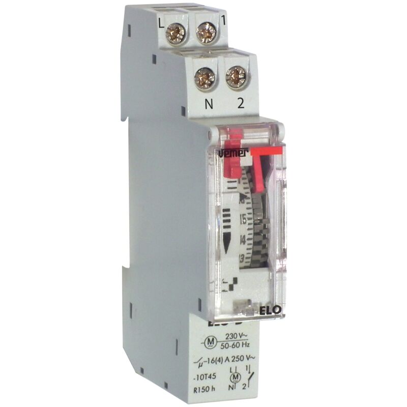 foto del prodotto interruttore orario elettromeccanico a cavalieri 1 modulo din vemer vp877500 elo d