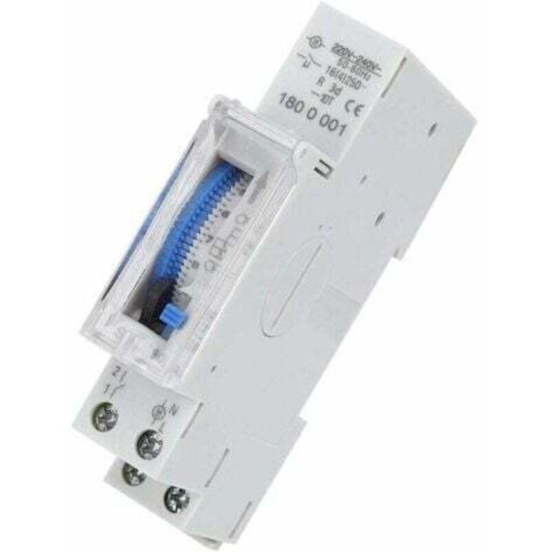 foto del prodotto interruttore orario programmabile, timer meccanico, rel orario programmabile da 15 minuti a 24 ore per montaggio su guida din standard, sul180a