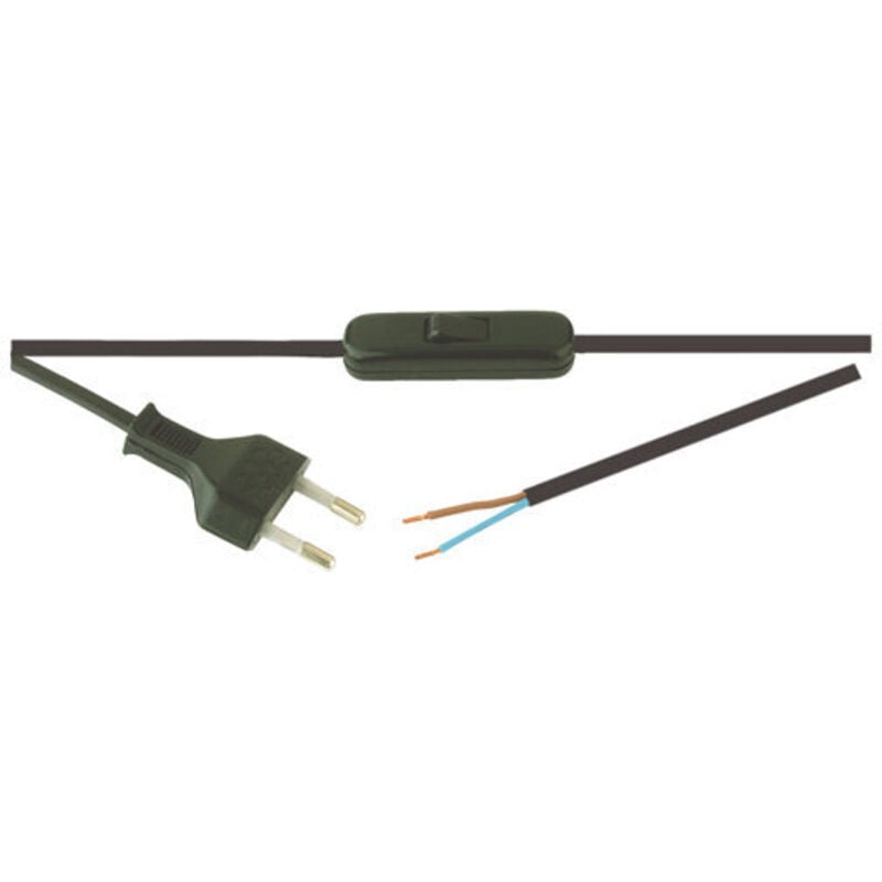 foto del prodotto interruttore passante con cavo 2 m. 2a 250v colore nero electro dh 11.576 n 8430552075775