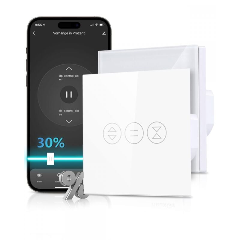 foto del prodotto interruttore per tapparelle wifi, interruttore per tapparelle wifi compatibile con alexa e google home, interruttore touch wifi, timer e