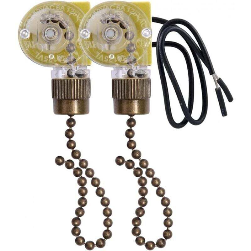 foto del prodotto interruttore per ventilatore da soffitto ear ze-109, confezione da 2, con cavo e cordino di trazione